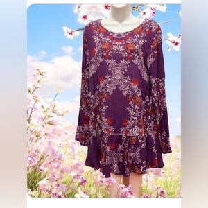 Free People Purple Floral Mini Dress size M open back